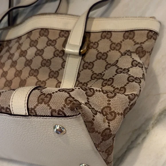 AUTHENTIC Gucci Signature Brown and Cream Tote - Picture 11 of 16